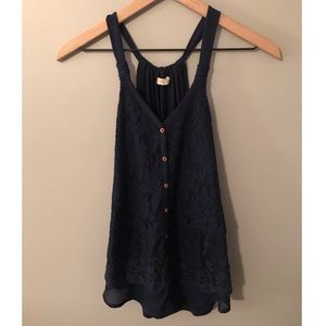 Navy lace tank